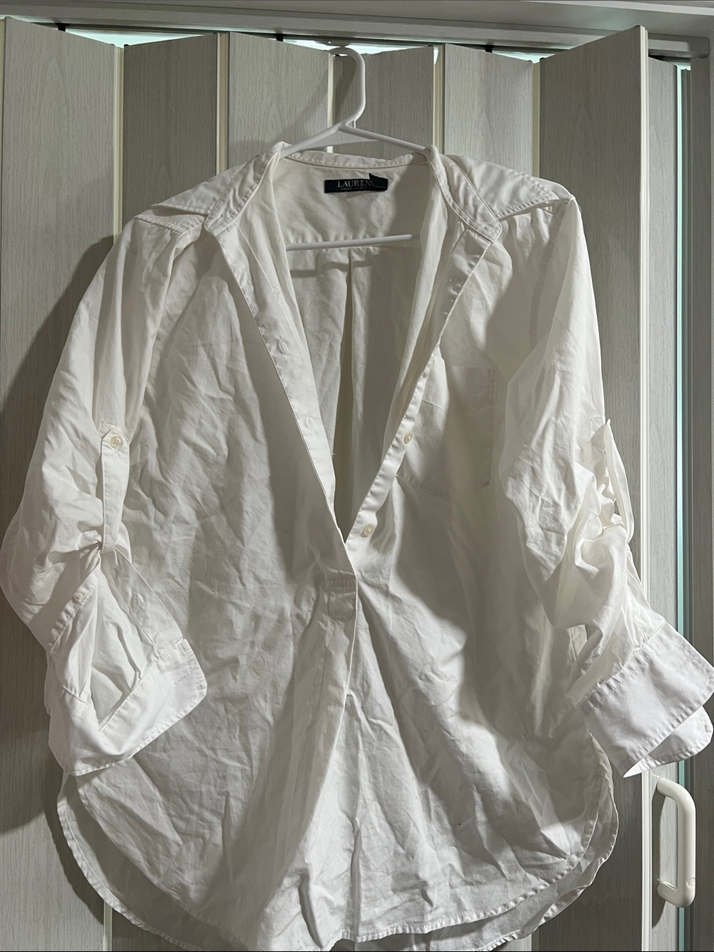Ralph Lauren White women Casual half Button-Down Shirt
